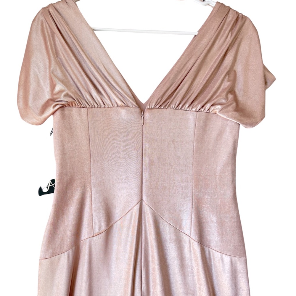 Adrianna Papell Metallic Twist Cap Sleeve Gown, Evening dress champagne pink - Picture 14 of 16
